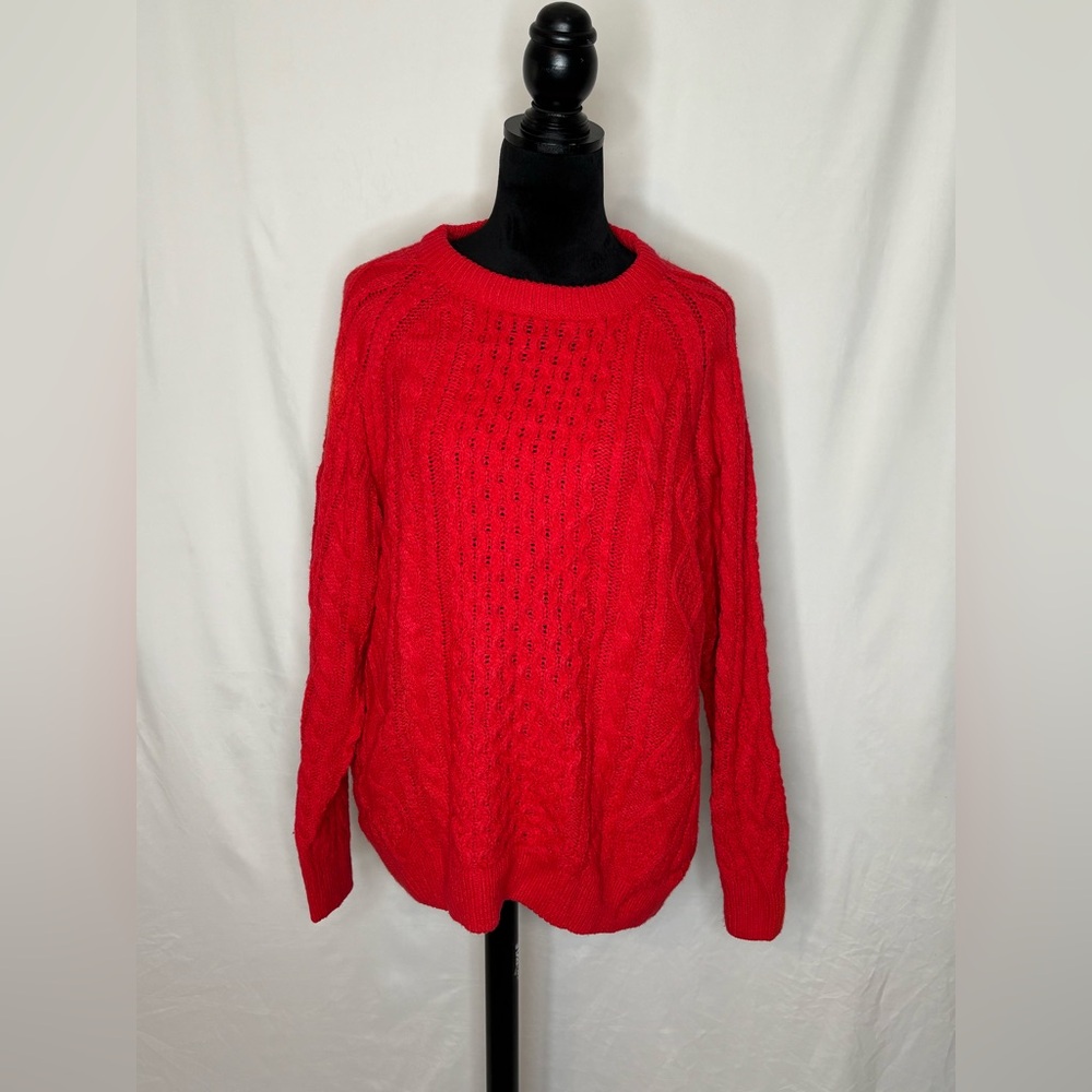 Monkl Vibrant Red Cable Knit Sweater